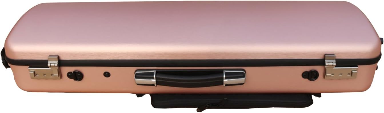 Violin case 4/4 Full size High strength Carbon fiber hard shell Durable handles Internal storage with Backpack straps Music Sheet bag (Rose with Lock)