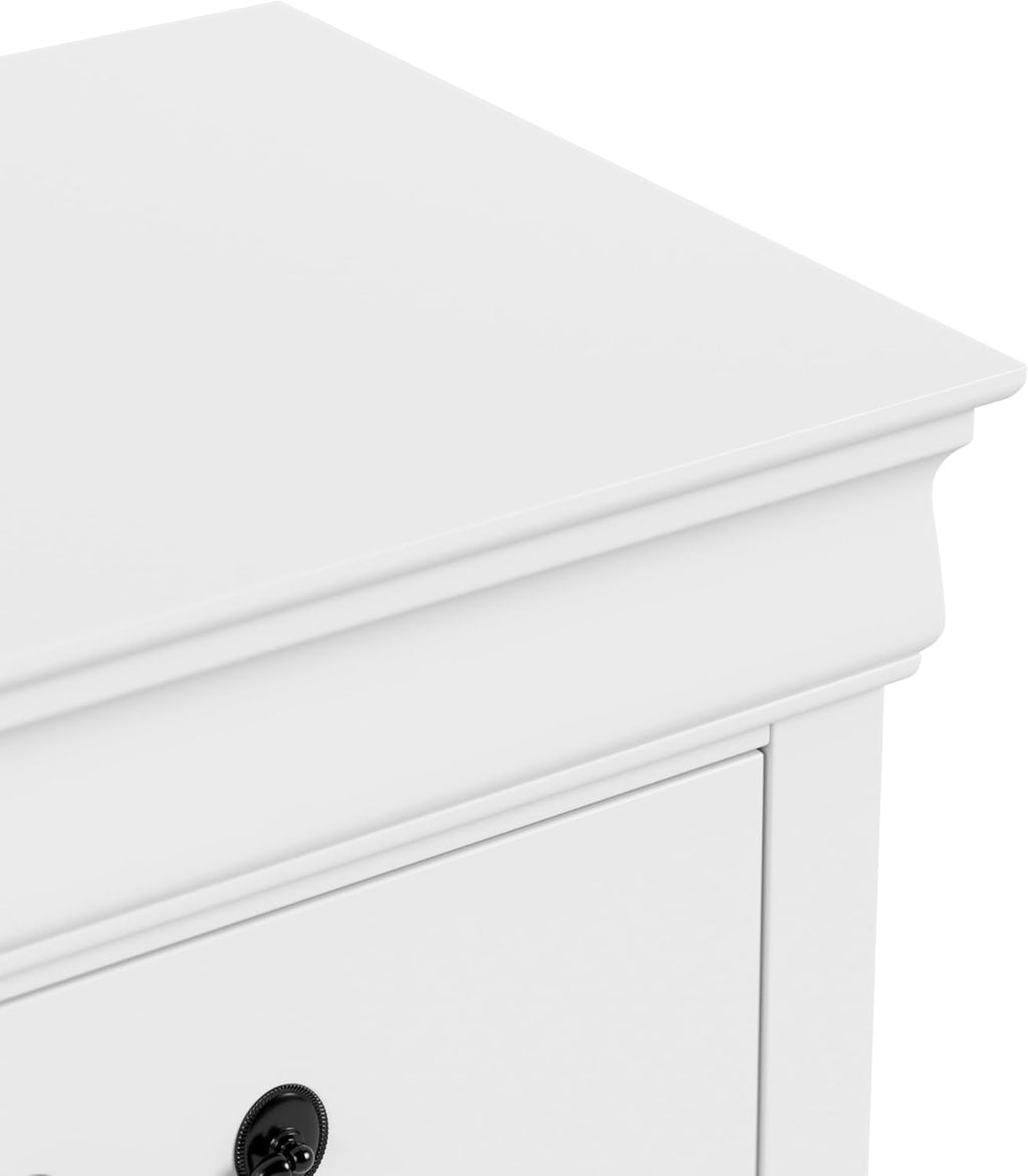Furniture of America Arabella Traditional Solid Wood 3 Piece Bedroom Set, King Bed Frame, Nightstand, and Chest, Chic Sleigh Design Bedframe with Headboard and Footboard, Box Spring Needed, White
