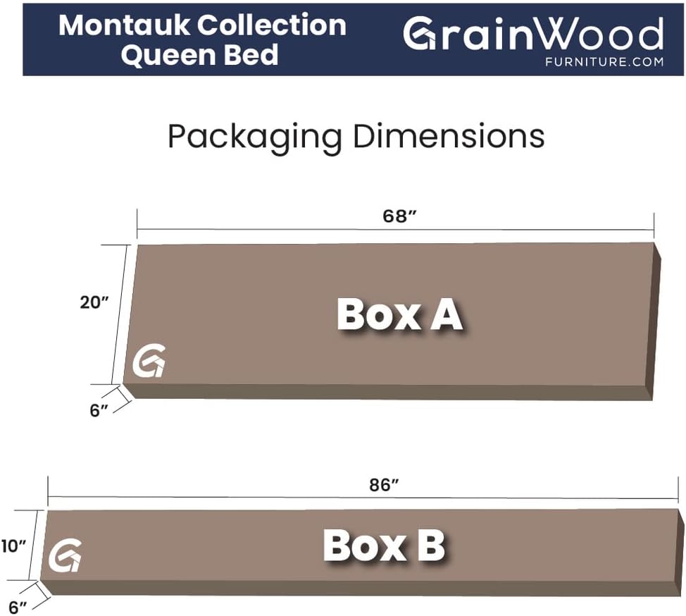 Grain Wood Furniture Montauk Solid Wood Bed, Queen Size, Rustic Walnut