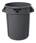 Rubbermaid Commercial Products BRUTE Heavy-Duty Round Trash/Garbage Can with Venting Channels, 32-Gallon, Gray, Wastebasket for Home/Garage/Mall/Office/Stadium/Bathroom, Pack of 6