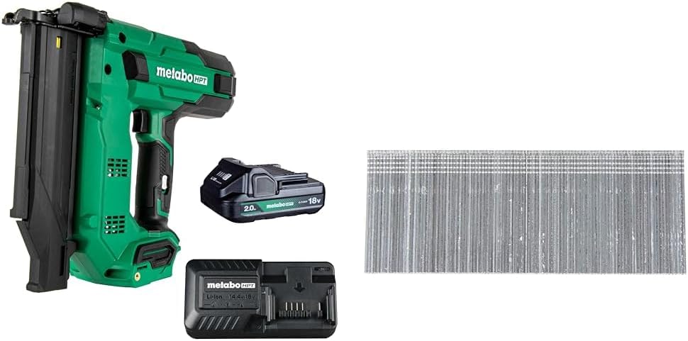 Bundle of Metabo HPT 18V MultiVolt™ 18-Ga Compact Cordless Brad Nailer Kit, NT1850DG + Metabo HPT Brad Nails, 24108THPT