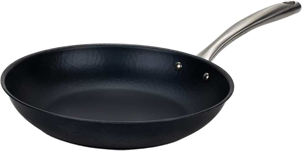 Alva Black Angus 11' Carbon Steel Frying Pan – Naturally Nonstick, PFAS-Free & Toxin-Free Skillet, Hand-Forged Carbon Steel, Induction & Oven Safe, Professional Chef Heat Control, Designed in Belgium