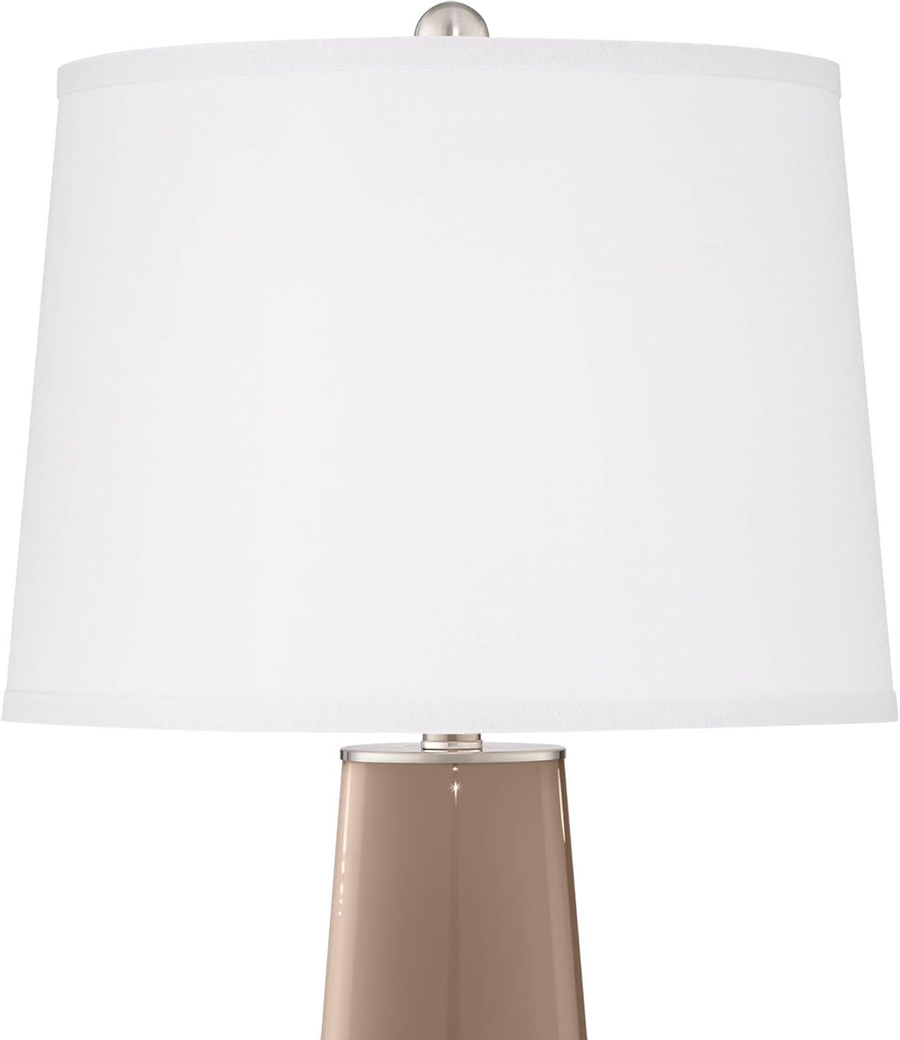 Color + Plus Leo 29 1/2' Tall Cylinder Modern End Table Lamps Set of 2 Mocha Brown Brushed Nickel Finish Glass Fabric White Shade Living Room Bedroom Bedside Nightstand House Office Home Reading