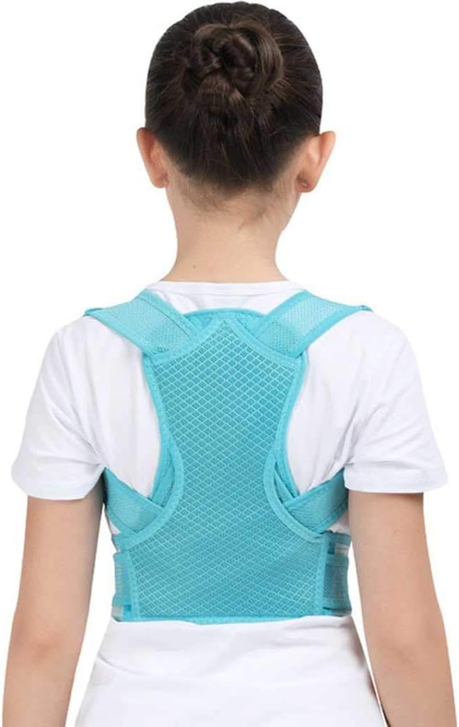 Profesional Child Adjustable Back Chest Support Belt Posture Corrector Shoulder Brace Tape Posture Correct Orthotics(Blue,Small-S)