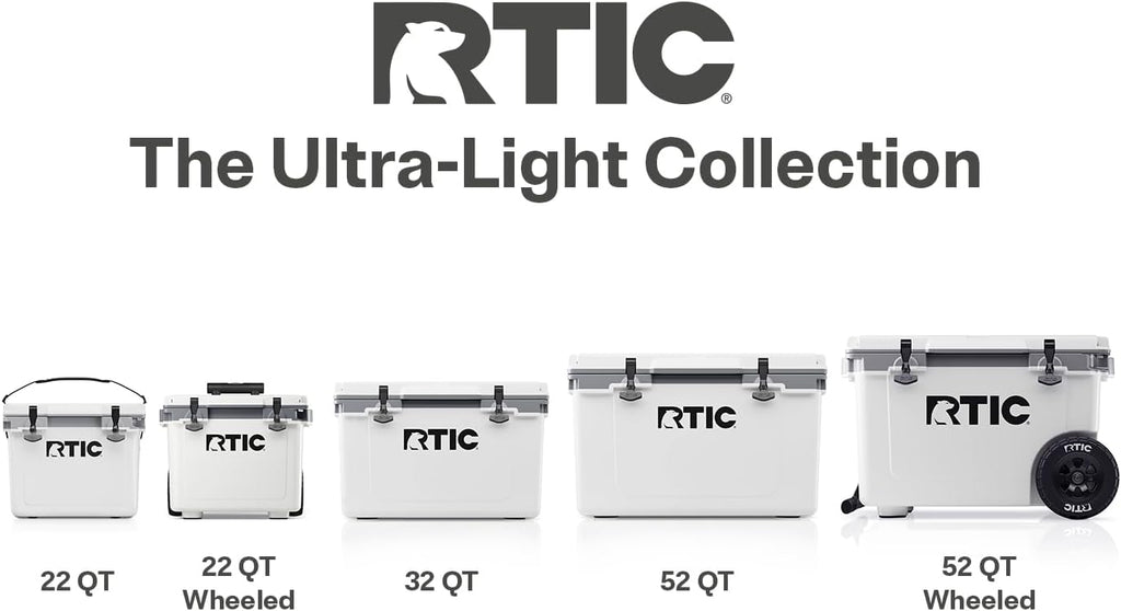 RTIC Ultra-Light Hard Cooler Insulated Portable Ice Chest Box for Drink, Beverage, Beach, Camping, Picnic, Fishing, Boat, Barbecue, 30% Lighter Than Rotomolded Coolers
