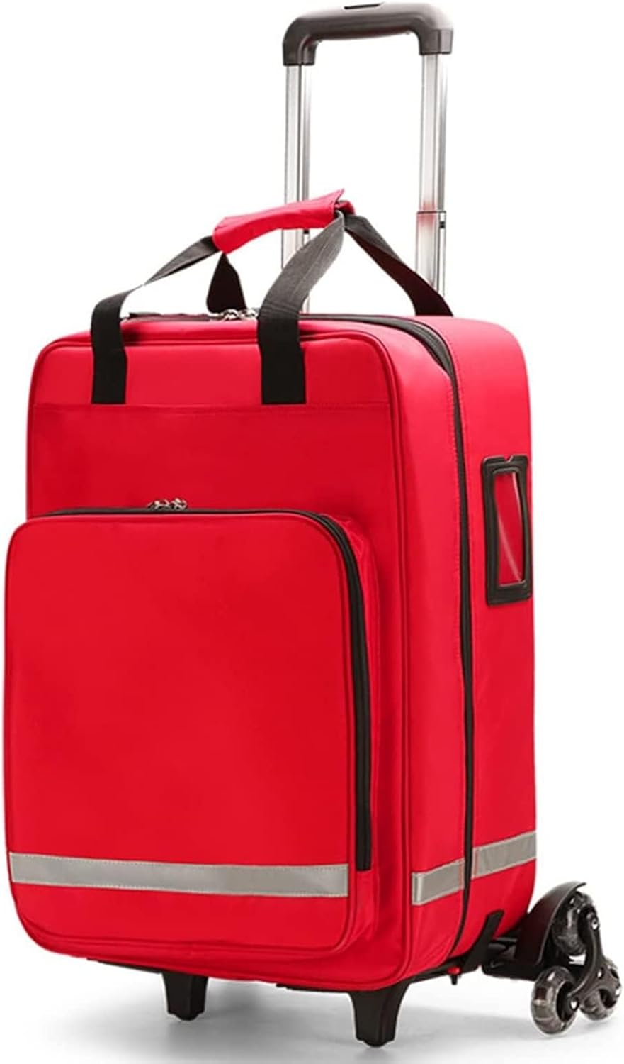 First Aid Kit Bag Rolling Medical Supplies Bag with Detachable Trolley, Nurse Rolling Bag Emergency Rescue Kit for Outdoor Hiking, Backpacking