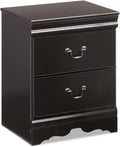 Signature Design by Ashley Huey Vineyard Traditional 2 Drawer Nightstand, Louis Phillippe Styling, Pewter Colored Handles, Shapely Mouldings, Smooth Operating Drawers, 24.45' Tall, Black
