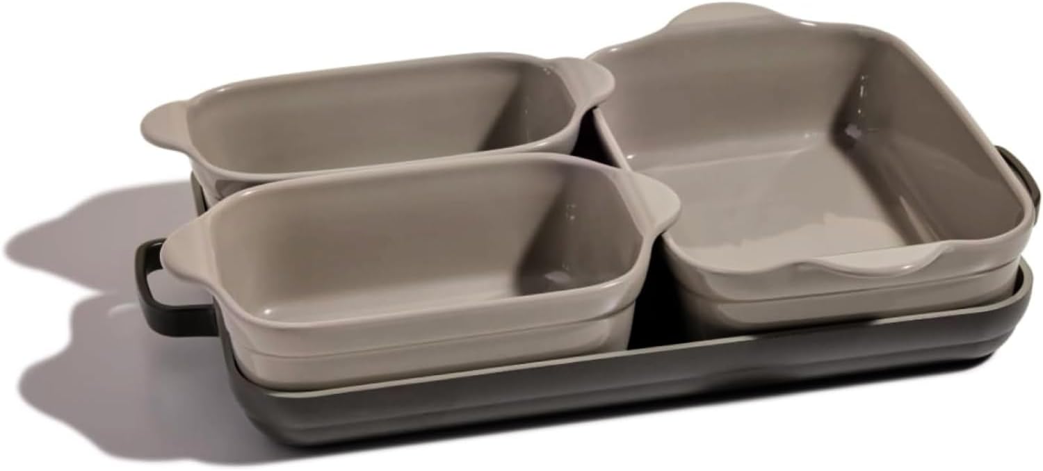 Our Place Bakeware Set | 5-Piece Ceramic Bakeware Collection with Stovetop-to-Oven Griddle Pan | PFAS-Free Non-Toxic Nonstick Pans, Oven Mat & Baking Dishes | Char