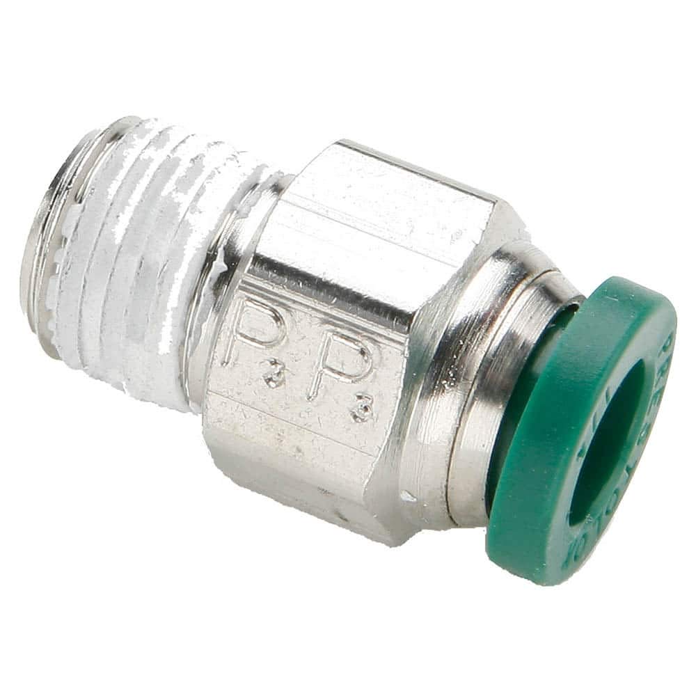 Parker Hannifin W68PLP-8-4-pk20 Prestolok PLP Male Connector Push-to-Connect Fitting, Nickel Plated, 1/2' Push-to-Connect Tube x 1/4' Male NPTF, Brass (Pack of 20)