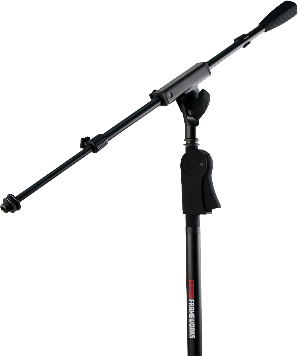Gator Frameworks Deluxe Tripod Microphone Stand with Clutch Height Adjustment and Telescopic Boom Arm, (GFW-MIC-2120)