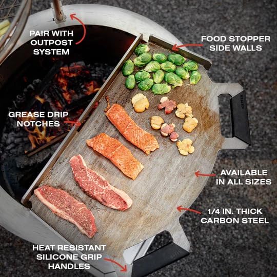 Breeo X24 Flat Top Griddle - Carbon Steel Grill Pan for Live-Fire Cooking - Pre-oiled Flat Top Hibachi Grill to Smash, Sizzle, & Sear - Grills Outdoor Cooking & Camping Accessories - Made in the USA
