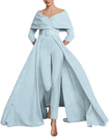 Two Piece Jumpsuit Mother of The Bride Dresses for Women Off Shoulder Satin Elegant Formal Evening Dress for Women
