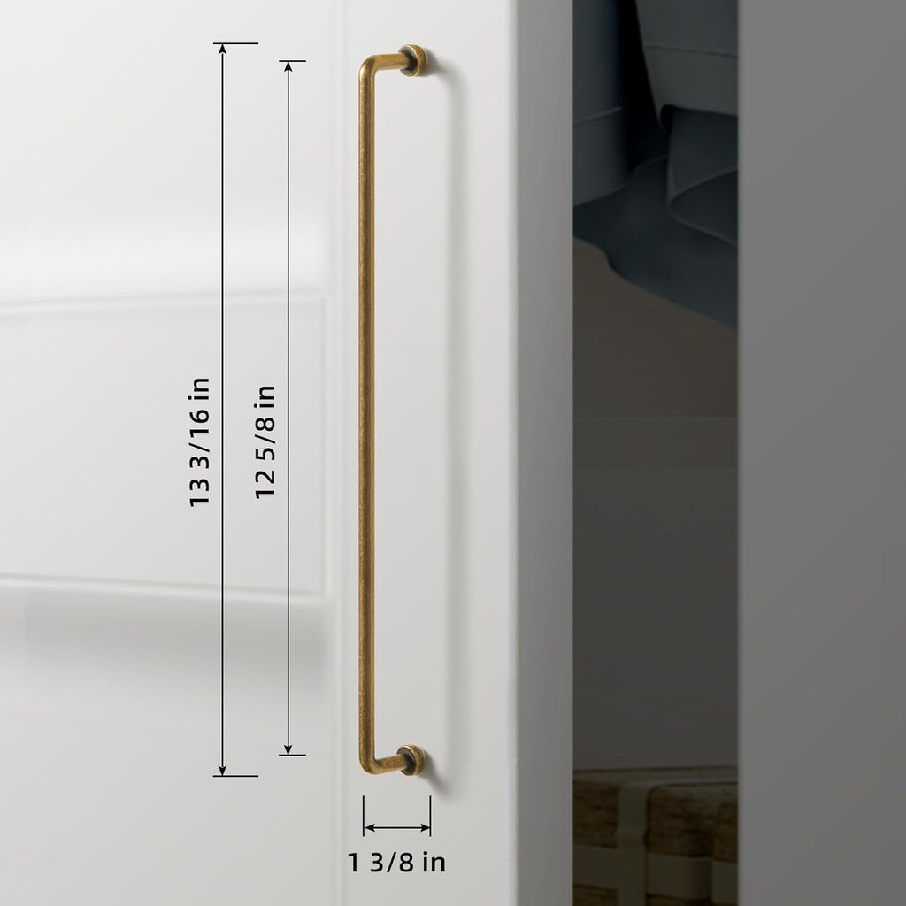 Goo-Ki 6 Pack 12 5/8'' Center to Center Antique Brass Cabinet Bar Pulls Vintage Drawer Handles Closet Classic Retro Home Kitchen Improvement Hardware
