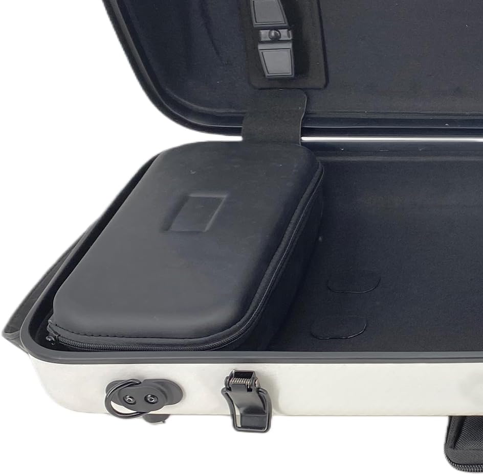 Violin case 4/4 Full size High strength Carbon fiber hard shell Durable handles Internal storage with Backpack straps Music Sheet bag (White)