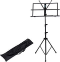 Folding Wire Sheet Music Stand for Guitar Players, Portable Black Instrumental Book Holder with Carrying Bag, Stage Studios Church School