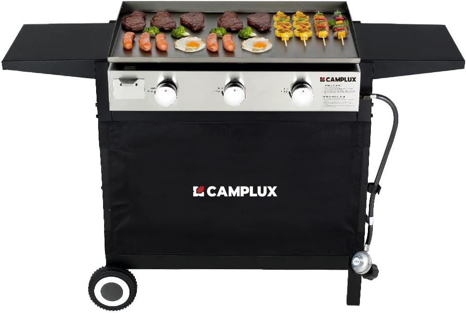 CAMPLUX Flat Top Griddle, Propane gas outdoor grill Griddle Cooking Station for Camping,BBQ,Tailgating or Picnicking, Stainless Steel, Silver, Black