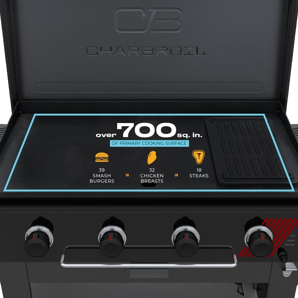 Charbroil 36' Performance Series Deluxe Propane Gas Griddle with Cart 4 Burner Flat Top Grill, Black - 463285924