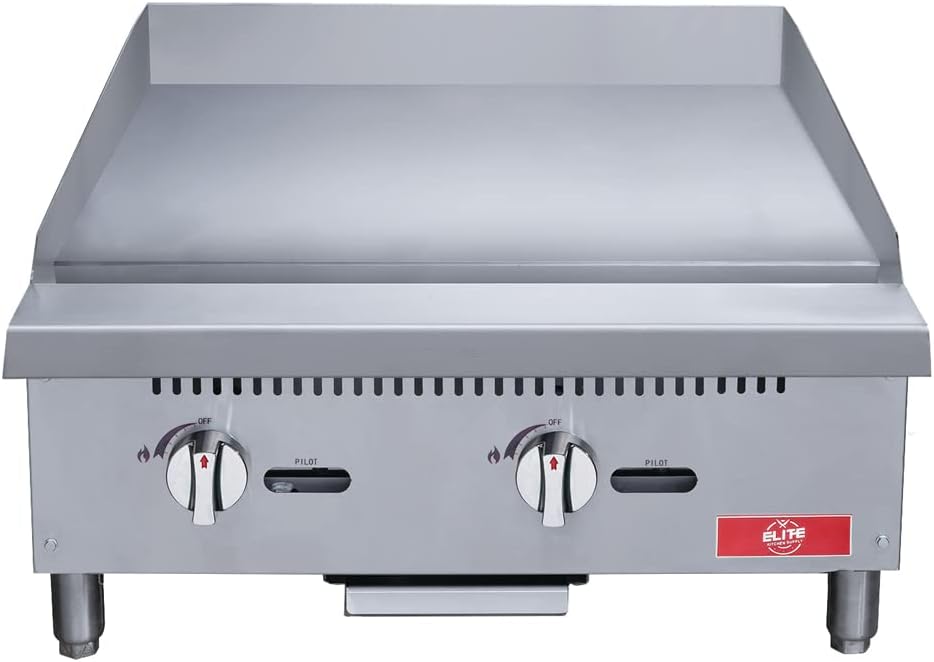 Commercial Countertop Griddle, ETL 24' Flat Top Grill Natural Gas (NG) / Propane, 2 Burners - 60000BTU