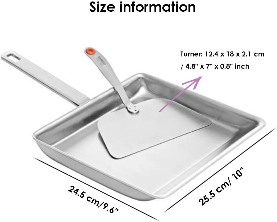 Induction 3-ply stainless Square Multipurpose Pan 25.5cm(10inch) with Flat Turner