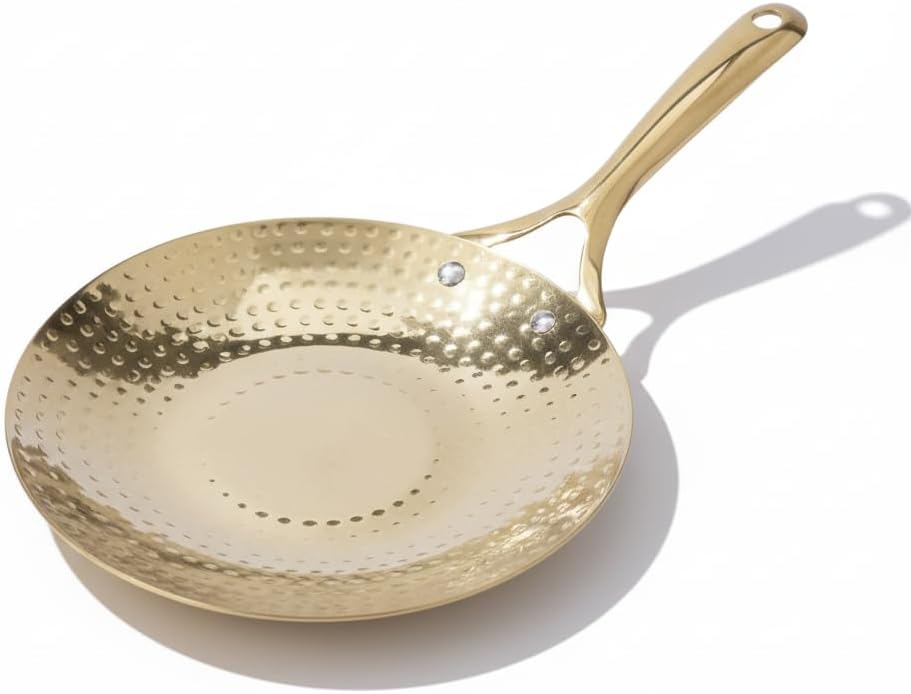 P•TAL Brass Roti Tawa 10' (25.4 cm) Teflon Free Non-Toxic Tawa for Roti with Insulated Heat Resistant Handle