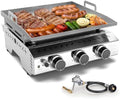 8000BTU Portable Propane Griddle - Stainless Steel Tabletop Gas Grill with Single Burner for Outdoor Cooking, Tailgating, Camping, RVs, BBQ, Patio - Durable & Versatile Silver Grill
