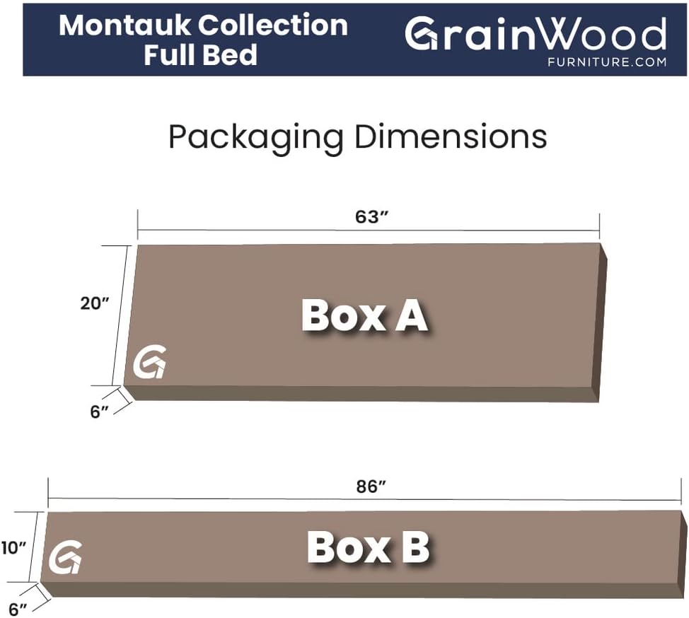 Grain Wood Furniture Montauk Solid Wood Bed, Full Size, Rustic Walnut