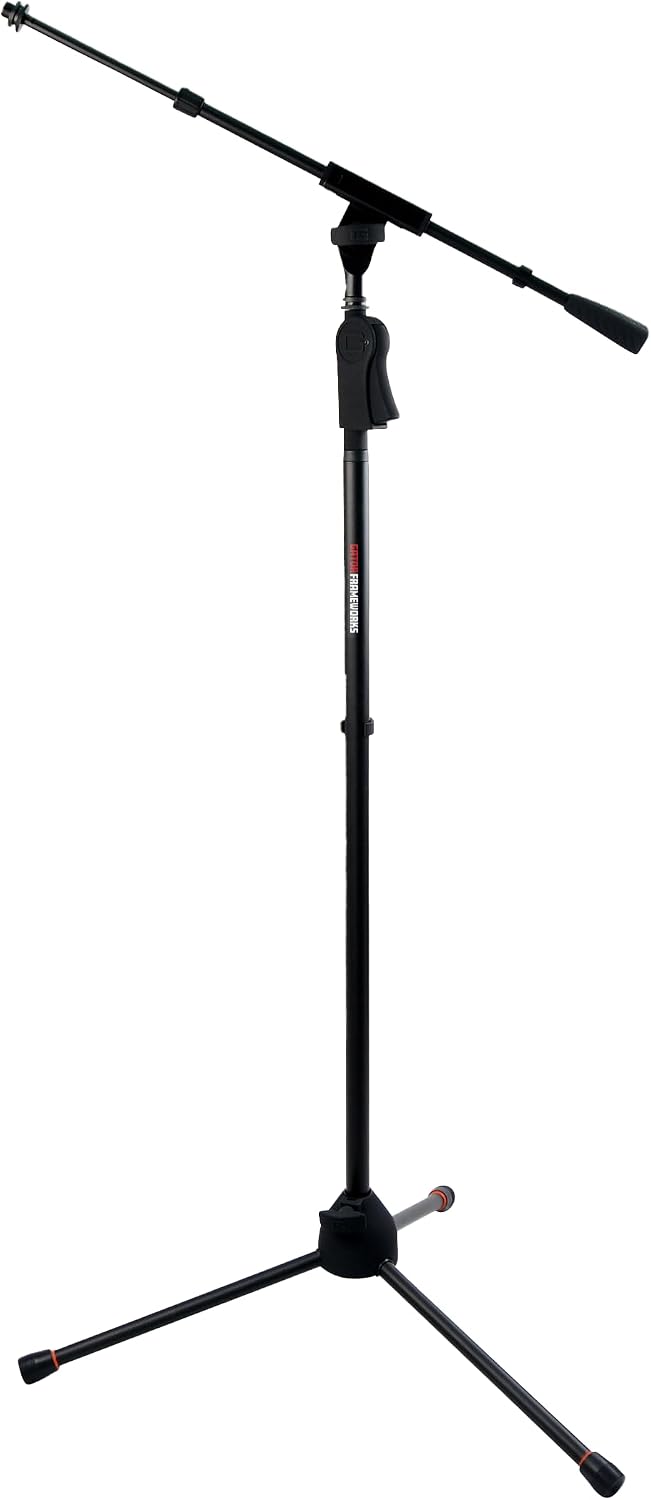 Gator Frameworks Deluxe Tripod Microphone Stand with Clutch Height Adjustment and Telescopic Boom Arm, (GFW-MIC-2120)