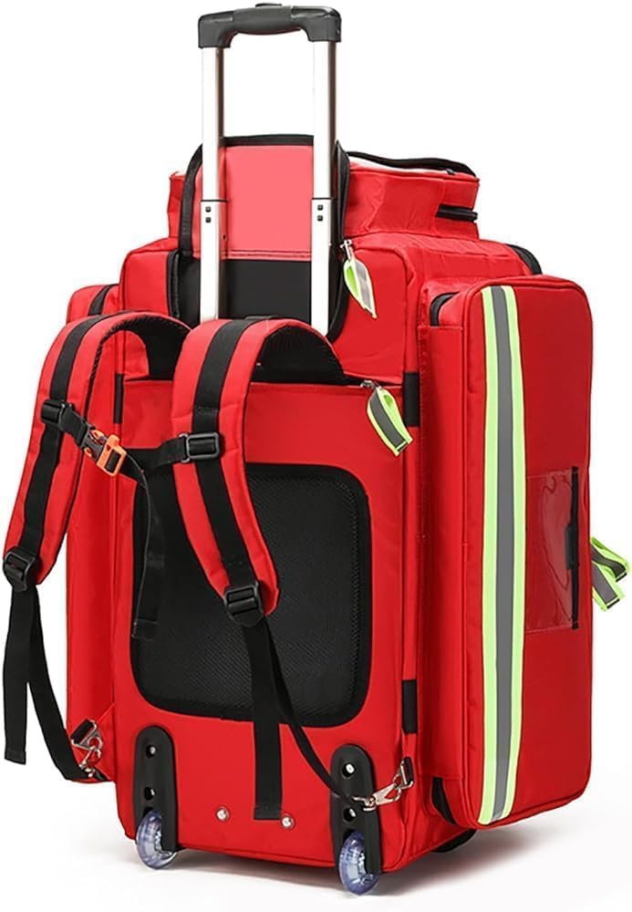 First Aid Kit Bag Large Capacity Medical Trolley Bag with Wheels First Responder Trauma Bag(Blue)