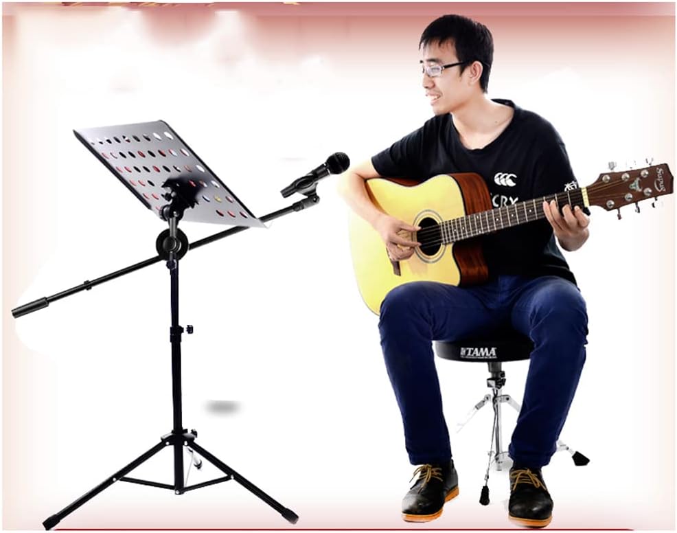 OSCCAR Music Stand Dual-Use Professional Portable Sheet Music Stand with Sound Card Tray Microphone Stand Phone Holder and Carry Bag Projector Stand Sheet Music Stand