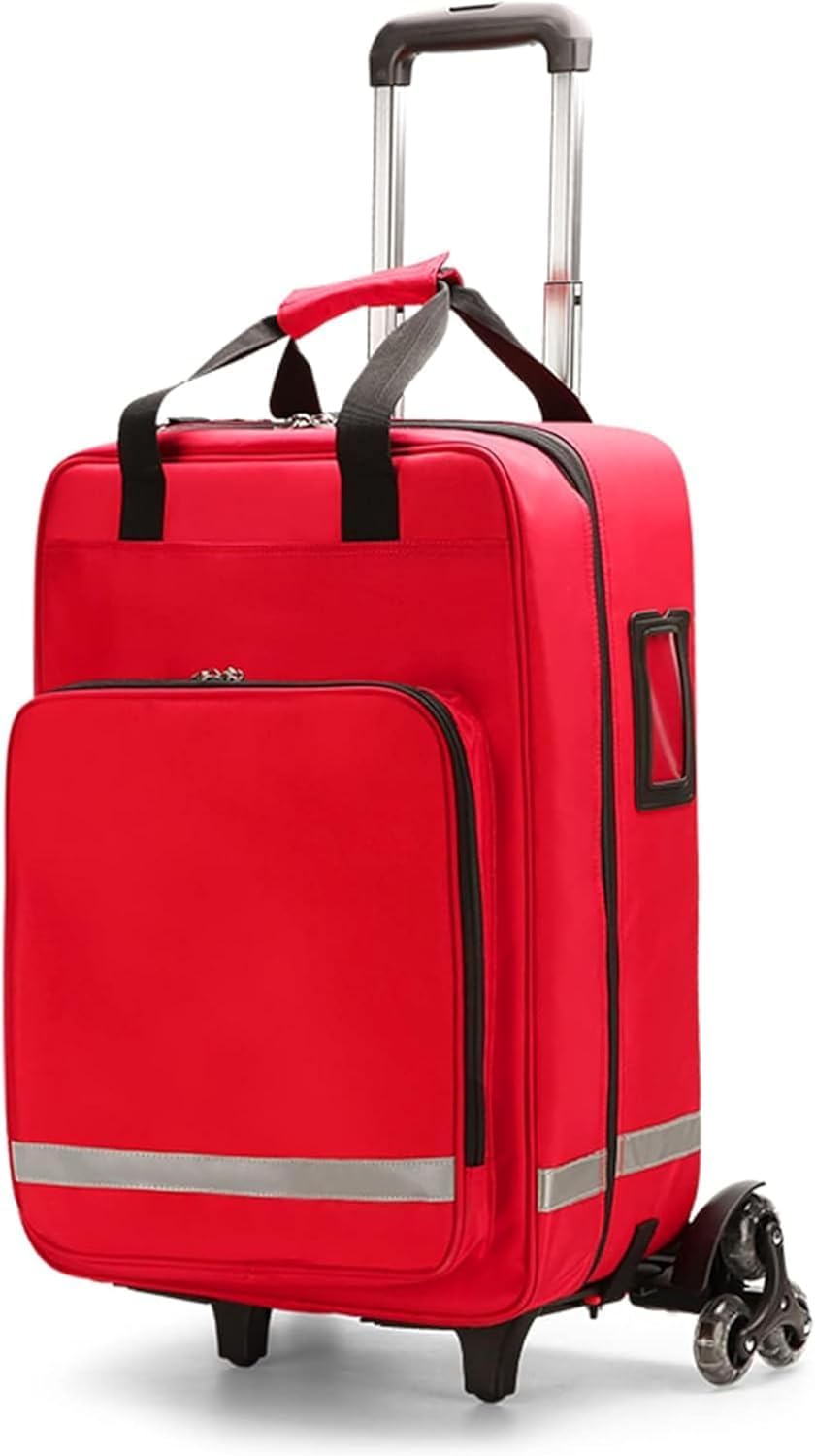 IOCCIOBB First Aid Kit Bag with Detachable Trolley,Nurse Roller Bag with Removable Dividers, for Home Visits, for Doctors(A01)