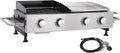 4 Burner Portable Gas Grill Griddle Combo, Flat Top Propane Grill with Leg, Tabletop BBQ Grill 40,000 BTUs Output for Backyard Camping Tailgating or Outdoor Cooking
