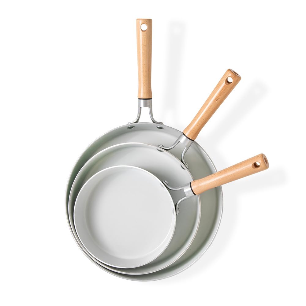 Nordic Ware Cardamom Ceramic Nonstick 3 Piece Fry Pan Set - Includes 8 Inch, 10 Inch and 12 Inch