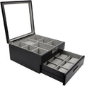 Multi purpose Black Wood Handmade Men Tie Storage Box,Watch Box and Jewelry Box (Busy Man)
