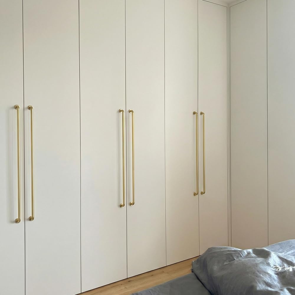 Goo-Ki Champagne Bronze Cabinet Pulls, 18 Inch Heavy Duty Zinc Alloy Handles for Large Pantry, Modern Drawer Hardware for Kitchen and Wardrobes, 6 Pack