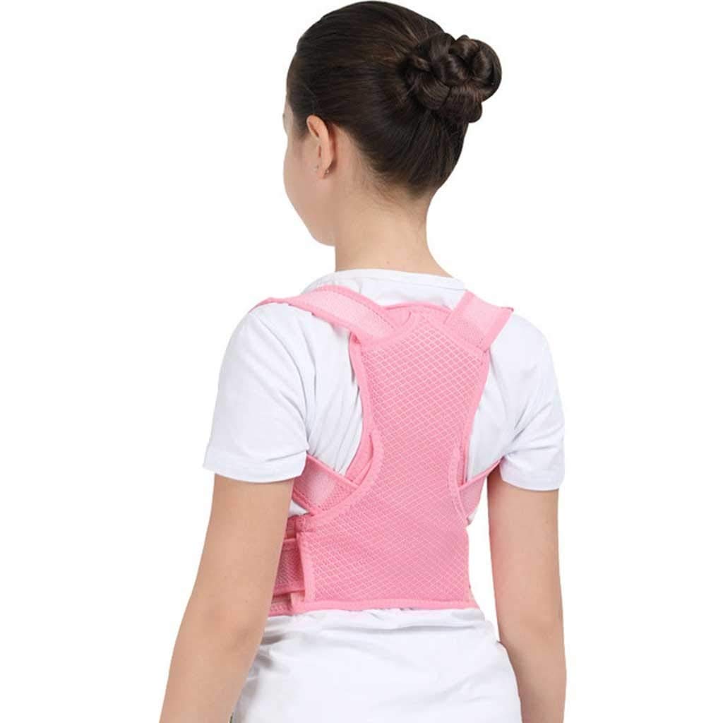 Profesional Child Adjustable Back Chest Support Belt Posture Corrector Shoulder Brace Tape Posture Correct Orthotics (Color : Blue Size : Small-S) (Pink Extra Small)
