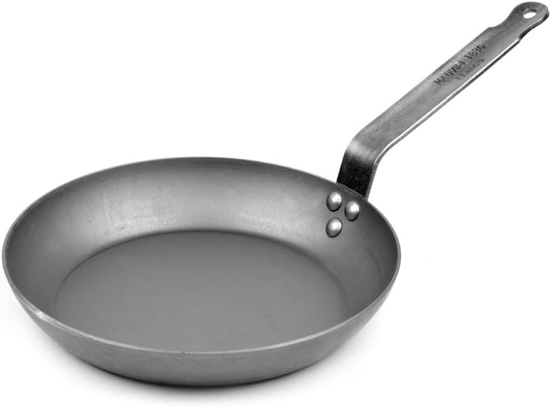 Mauviel M'Steel Black Carbon Natural Nonstick Frying Pan With Iron Handle, 9.4-in, Suitable For All Cooking Surfaces
