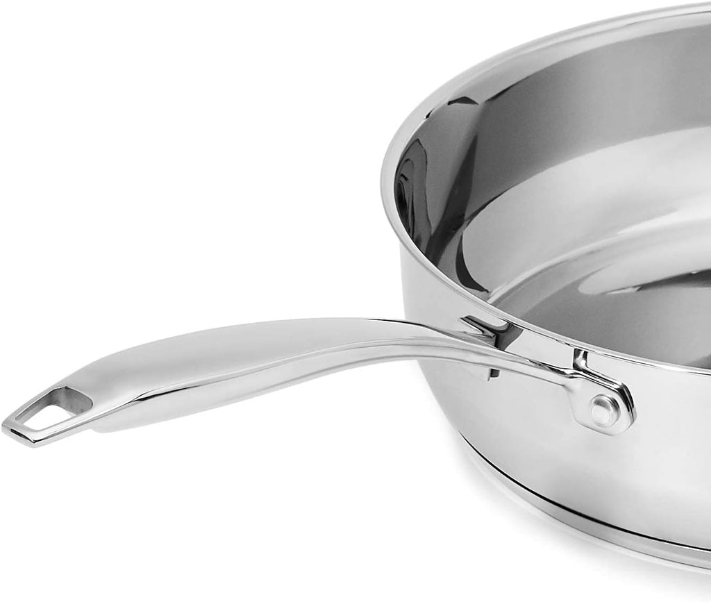 Amazon Basics Stainless Steel Cookware 15-Piece Set, Oven Safe, Induction-Ready, Even Heating, Easy to Clean, Stay-Cool Handles, Pots and Pans, Silver