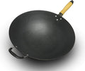 Sauté Pans, Cast Iron Wok Household Classic Uncoated Wok Cooking Pan Wok Pan Skillet Fry Pan Chef's Pans(36cm)