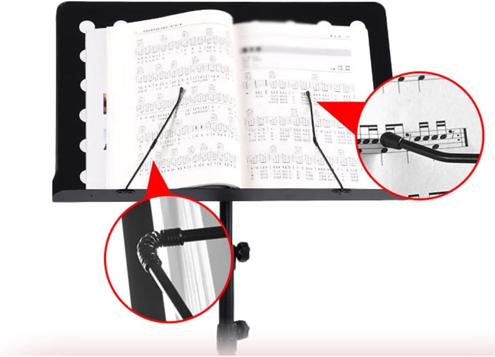 OSCCAR Music Stand Dual-Use Professional Portable Sheet Music Stand with Sound Card Tray Microphone Stand Phone Holder and Carry Bag Projector Stand Sheet Music Stand