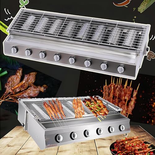 40'' Tabletop Grill Commercial Gas BBQ Grill w/ 8 Burners Portable Gas Barbecues Griddle, for Parties, Backyard barbeques, Camping or Picnicking