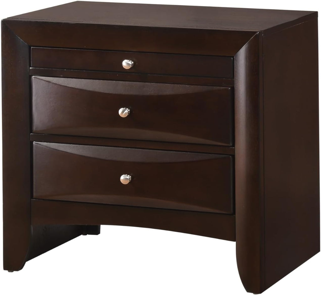 6pc Master Bedroom Set Brown Cherry Finish Solid Wood Platform King Size Captain's Bed Wooden Furniture