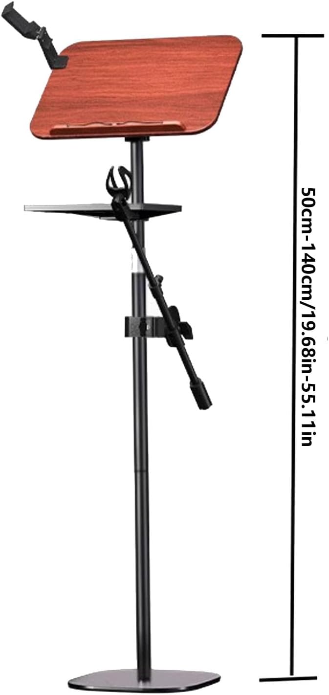Music Stand,2 in 1 Dual-Use Folding Sheet Music Stand & Desktop Book Stand,Height Adjustable from 19.68' to 55.11',Equipped with Microphone Stand, Phone Holder and Tray