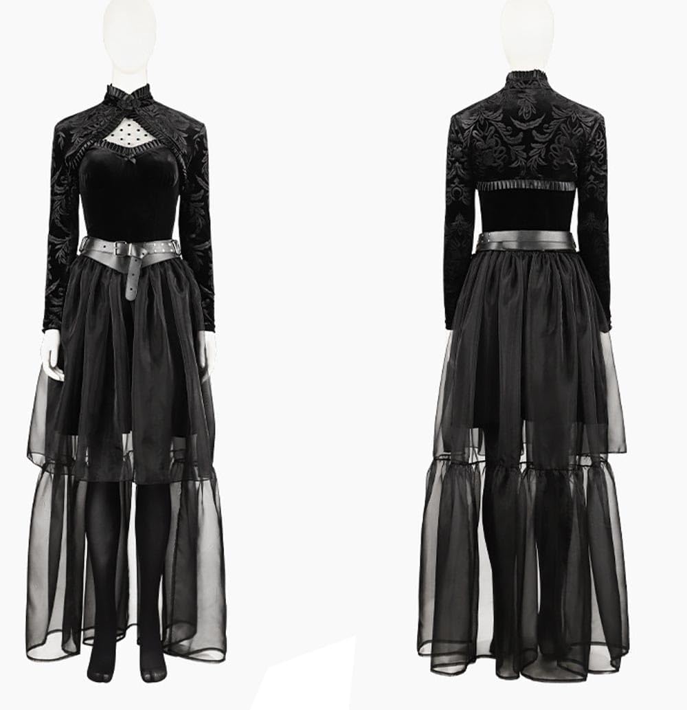 Women Lisa Frankenstein Cosplay Dress Belt Cape Black Dress Gothic Uniform with Shoes for Halloween Cosplay