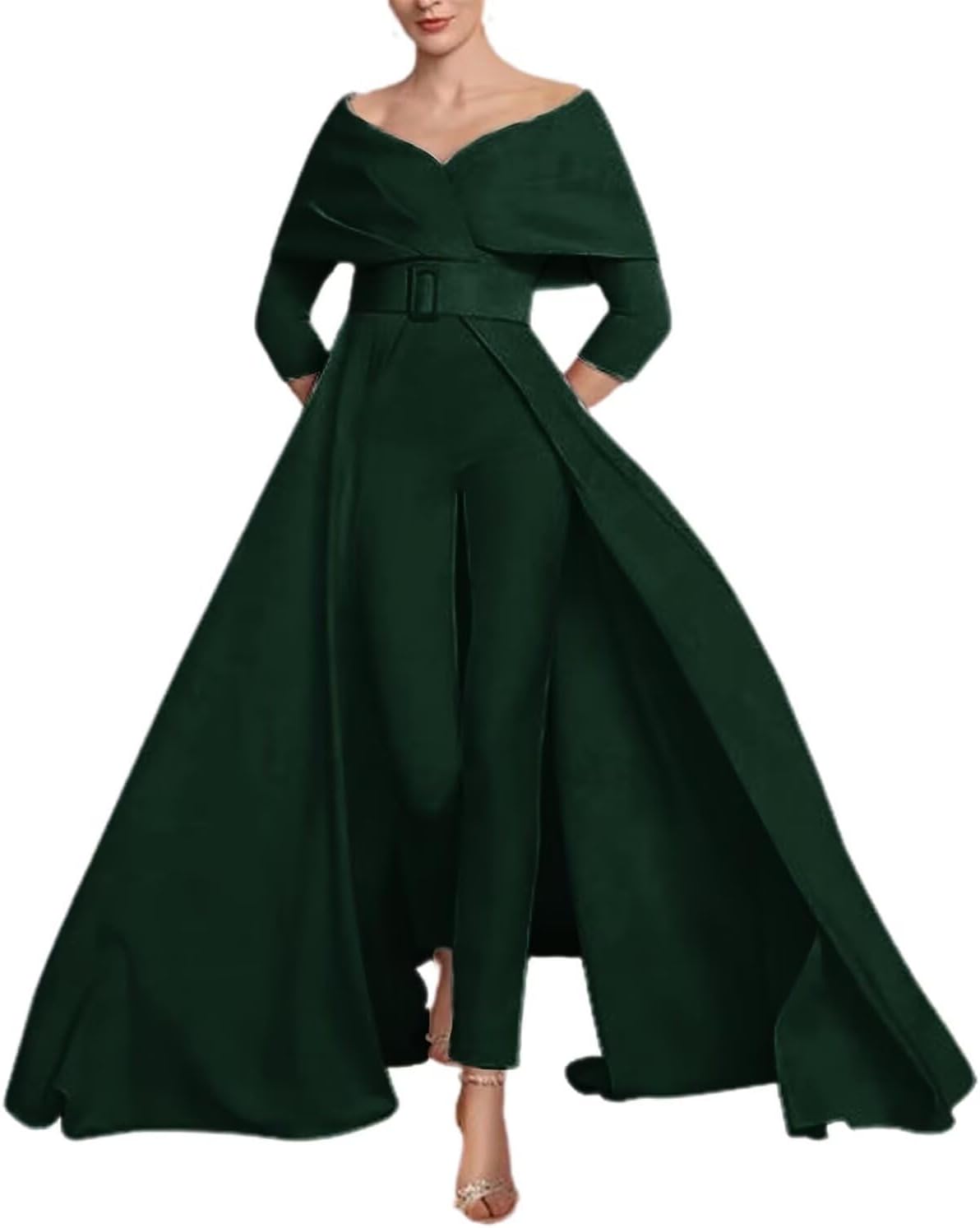 Two Piece Jumpsuit Mother of The Bride Dresses for Women Off Shoulder Satin Elegant Formal Evening Dress for Women