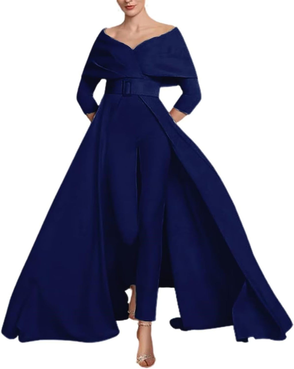 Two Piece Jumpsuit Mother of The Bride Dresses for Women Off Shoulder Satin Elegant Formal Evening Dress for Women