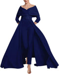 Two Piece Jumpsuit Mother of The Bride Dresses for Women Off Shoulder Satin Elegant Formal Evening Dress for Women