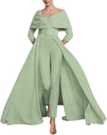 Two Piece Jumpsuit Mother of The Bride Dresses for Women Off Shoulder Satin Elegant Formal Evening Dress for Women