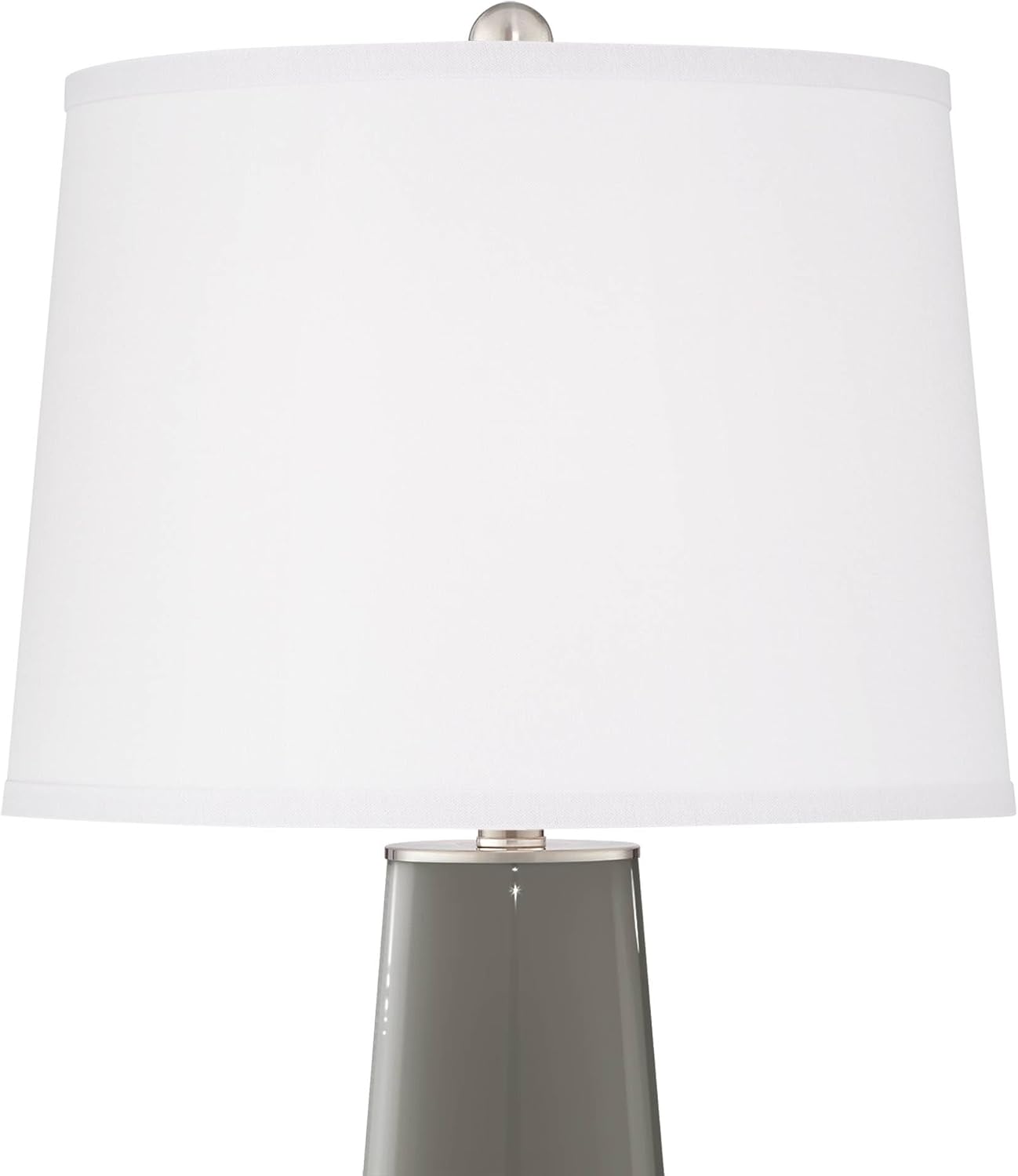 Color + Plus Leo 29 1/2' Tall Modern End Table Lamps Set of 2 Gauntlet Gray Finish Glass Fabric White Shade Living Room Bedroom Bedside Nightstand House Office Home Reading Kitchen Entryway Console