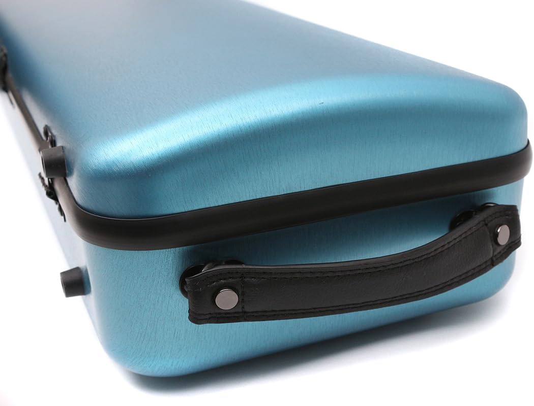 Violin case 4/4 Full size High strength Carbon fiber hard shell Durable handles Internal storage with Backpack straps Music Sheet bag (Blue)
