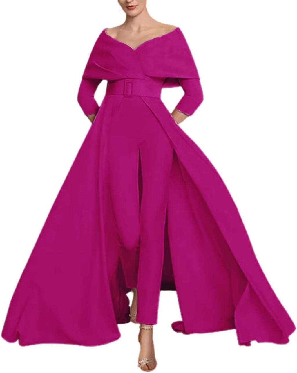 Two Piece Jumpsuit Mother of The Bride Dresses for Women Off Shoulder Satin Elegant Formal Evening Dress for Women